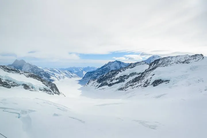 Snowy Swiss Alps glacier view